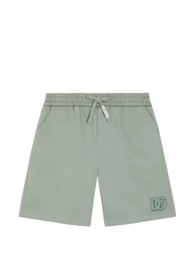 Dolce & Gabbana Cotton Sateen Bermuda Shorts In Green