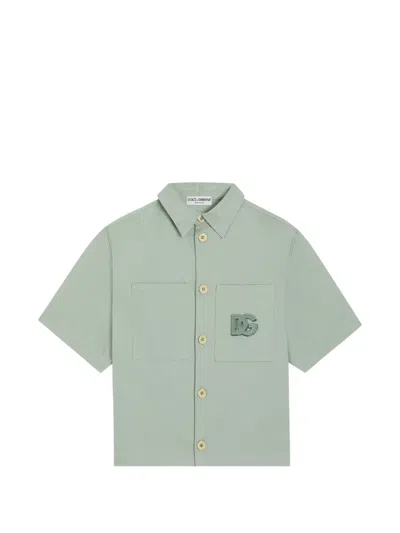 Dolce & Gabbana Cotton Sateen Shirt In Green
