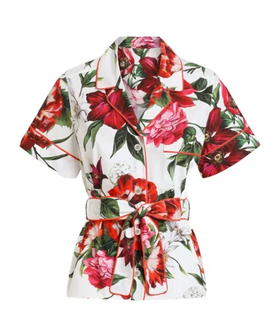 DOLCE & GABBANA DOLCE  GABBANA FLOWER-PRINTED POPLIN VANITY SHIRT