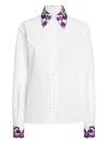 Dolce & Gabbana Women Cotton Shirt With Maiolica Print Details In White