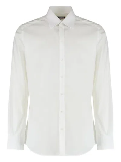 Dolce & Gabbana White Cotton Formal Dress Top Sicilia Shirt In Purple