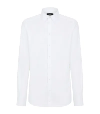 Dolce & Gabbana White Cotton Formal Dress Top Sicilia Shirt In Purple