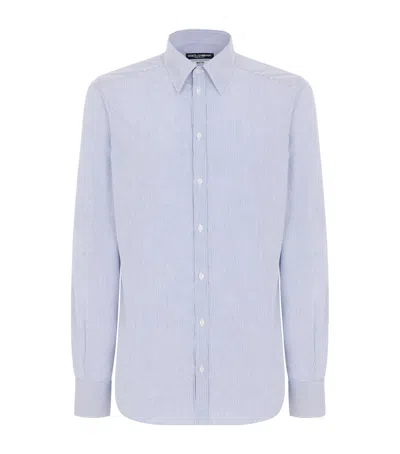 Dolce & Gabbana Striped Cotton Shirt In Blue