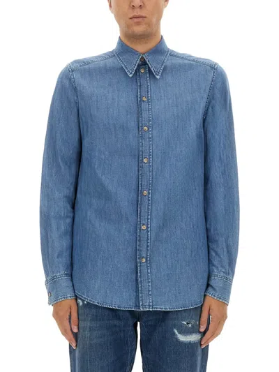 Dolce & Gabbana Cotton Shirt In Blue