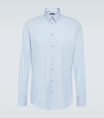 Dolce & Gabbana Gold Fit Shirt In Cotton In Clear Blue