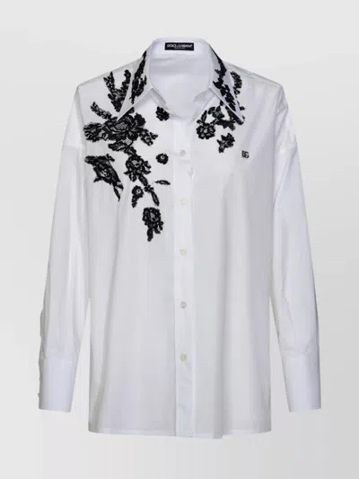 Dolce & Gabbana Cotton Shirt Embroidered Detailing In White
