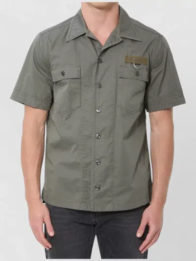 Dolce & Gabbana Cotton Shirt Regular Fit Short Sleeves In Gray