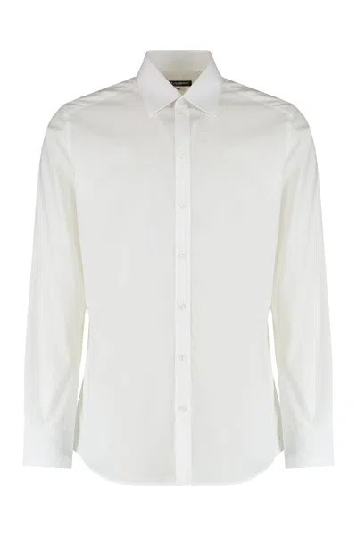 Dolce & Gabbana White Cotton Formal Dress Top Sicilia Shirt In Purple