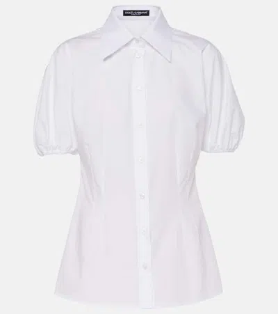 DOLCE & GABBANA PUFF-SLEEVE COTTON POPLIN BLOUSE
