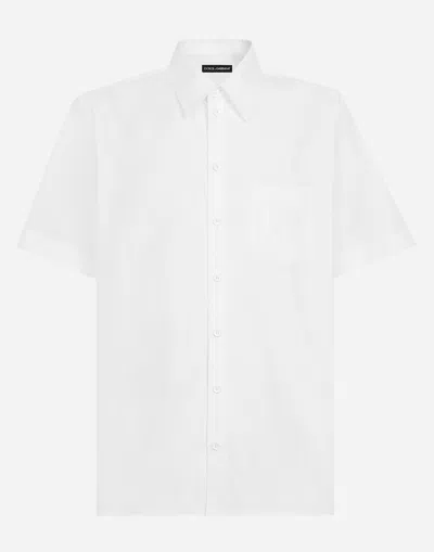 Dolce & Gabbana Cotton Shirt With Dg Embroidery In White