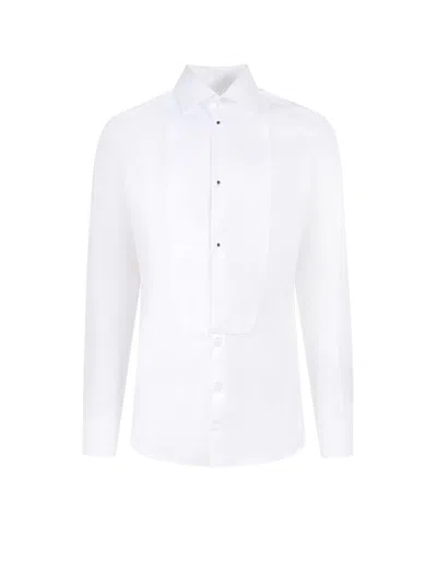 Dolce & Gabbana Cotton Shirt With Frontal Plastron In White