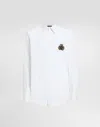Dolce & Gabbana Crest Embroidered Poplin Shirt In White