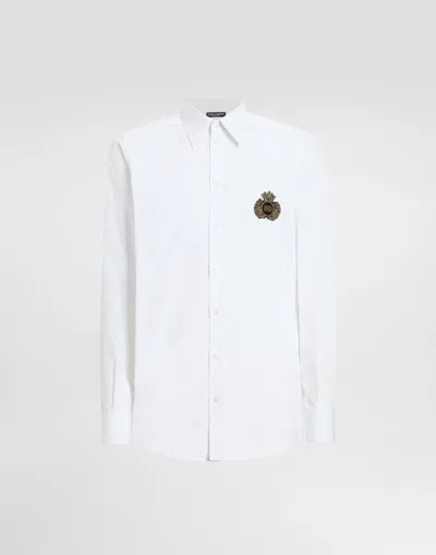 DOLCE & GABBANA COTTON SHIRT WITH HERALDIC PATCH