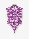 Dolce & Gabbana Cotton Shirt With Maiolica Print In Purple