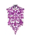 Dolce & Gabbana Cotton Shirt With Maiolica Print In Purple