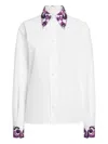 Dolce & Gabbana Women Cotton Shirt With Maiolica Print Details In White