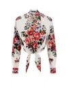 Dolce & Gabbana Cotton Shirt With A Bouquet Of Flowers Print Shirts White In White