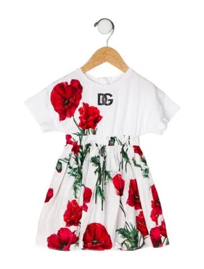 Pre-owned Dolce & Gabbana Babies' Cotton Short Sleeve Dress In White