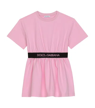 Dolce & Gabbana Interlock Dress With Branded Elastic In Pink