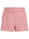 Dolce & Gabbana Cotton Shorts With Belt Loops And Frayed Hem In Powder