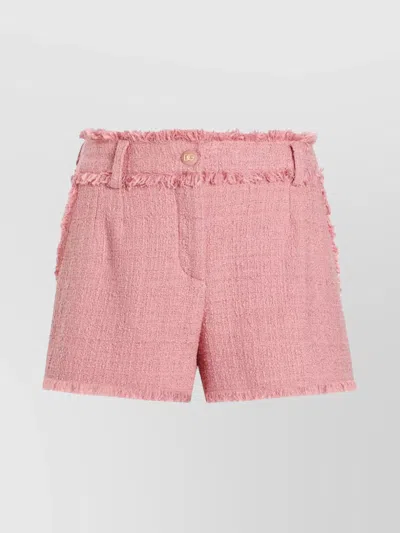 DOLCE & GABBANA COTTON SHORTS WITH BELT LOOPS AND FRAYED HEM