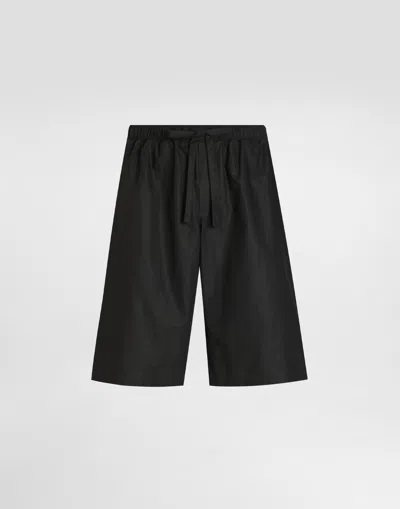 Dolce & Gabbana Cotton Shorts With Jacquard Logo In Black