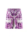 Dolce & Gabbana Cotton Shorts With Maiolica Print In Purple