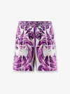 Dolce & Gabbana Cotton Shorts With Maiolica Print In Purple