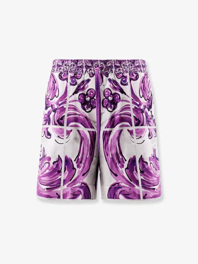 DOLCE & GABBANA COTTON SHORTS WITH MAIOLICA PRINT