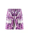 Dolce & Gabbana Graphic Print Drawstring Waist Shorts In Purple