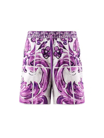 DOLCE & GABBANA COTTON SHORTS WITH MAIOLICA PRINT