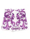 Dolce & Gabbana Cotton Shorts With Maiolica Print In Purple