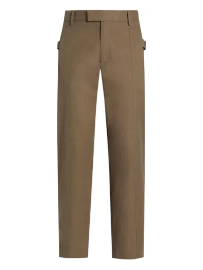 Dolce & Gabbana Cotton Side-straps Trousers In Brown