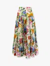 Dolce & Gabbana Multicolor Maxi Skirt With Logo Lettering Detail On The Front And All-over Floral Print In Cotton Wo