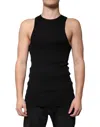 Dolce & Gabbana Black Cotton Sleeveless Round Neck Tank T-shirt In Black