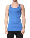 Dolce & Gabbana Blue Cotton Sleeveless Round Neck Tank T-shirt In Blue