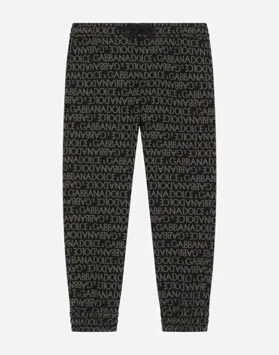 Dolce & Gabbana Cotton Sports Pants With Jacquard Logo In Multicolor