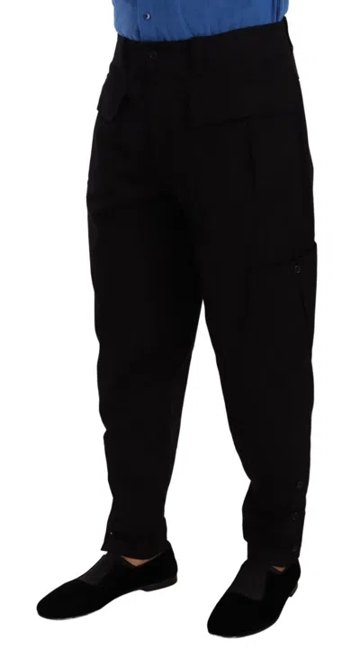 Dolce & Gabbana Cotton Stretch Cargo Pants In Black