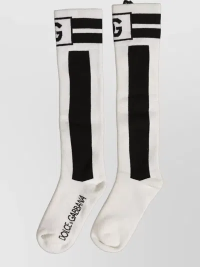 Dolce & Gabbana Cotton Stretch Knee-high Socks In Black