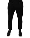 Dolce & Gabbana Blue Cotton Stretch Tattered Skinny Denim Jeans In Black