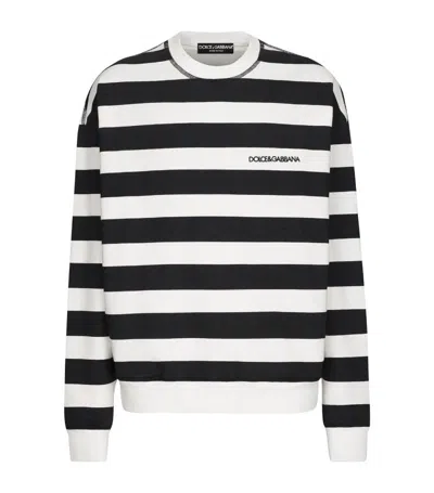 Dolce & Gabbana Cotton Striped Sweatshirt In Multi