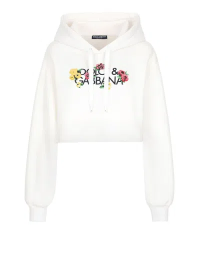 Dolce & Gabbana Cotton Sweater In White In Multi
