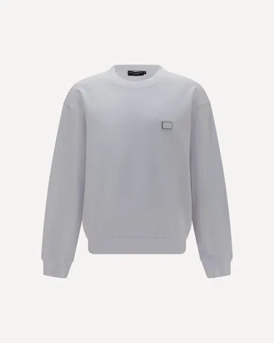 Dolce & Gabbana White Cotton Sweatshirt In Purple