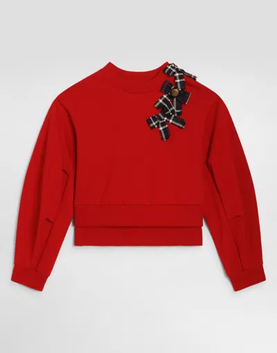 Dolce & Gabbana Kids' Cotton Sweatshirt With Bows In Multi