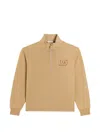 Dolce & Gabbana Dg Cotton Jersey Half-zip Sweatshirt In Gray