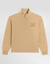 Dolce & Gabbana Dg Cotton Jersey Half-zip Sweatshirt In Neutral