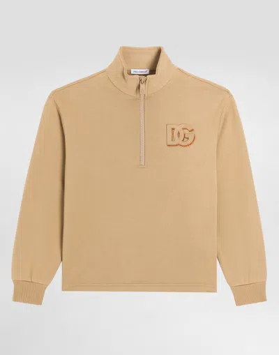 DOLCE & GABBANA COTTON SWEATSHIRT WITH DG PATCH