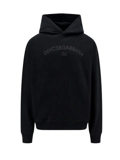 Dolce & Gabbana Cotton Sweatshirt With Frontal Logo In Black