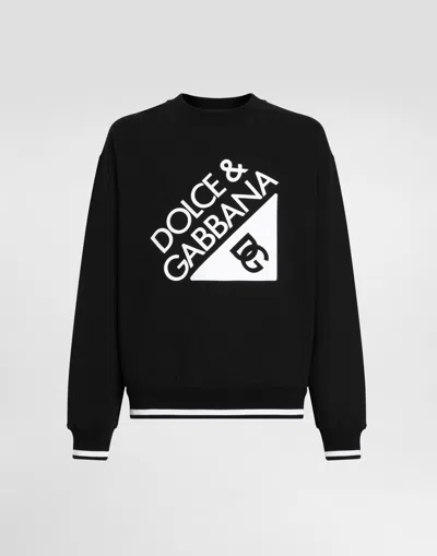 Dolce & Gabbana Cotton Sweatshirt With Logo In Black