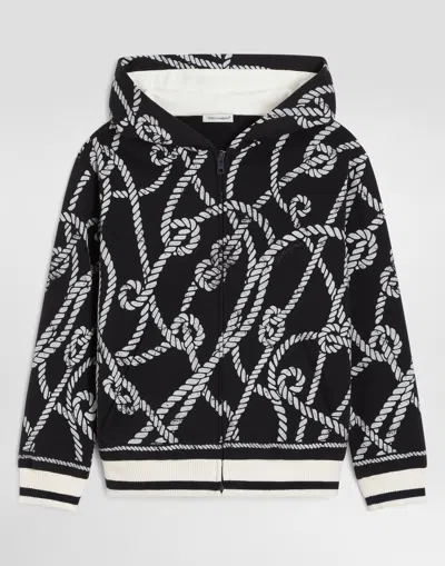 Dolce & Gabbana Kids' Cotton Sweatshirt With Marina-print In Black